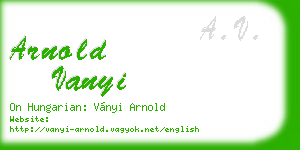 arnold vanyi business card